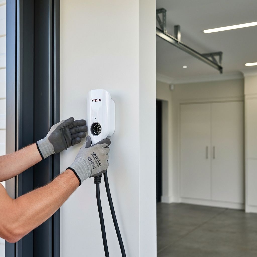 EV charger installation on garage wall